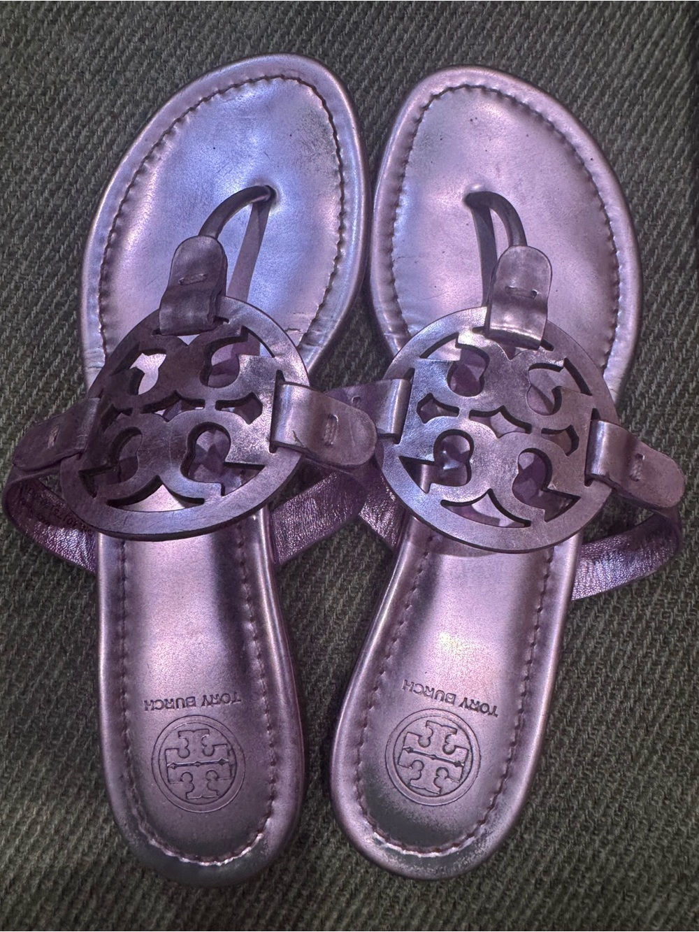 Tory Burch Miller Metallic Purple/Pinkish Sandals Size 7.5 Great Condition